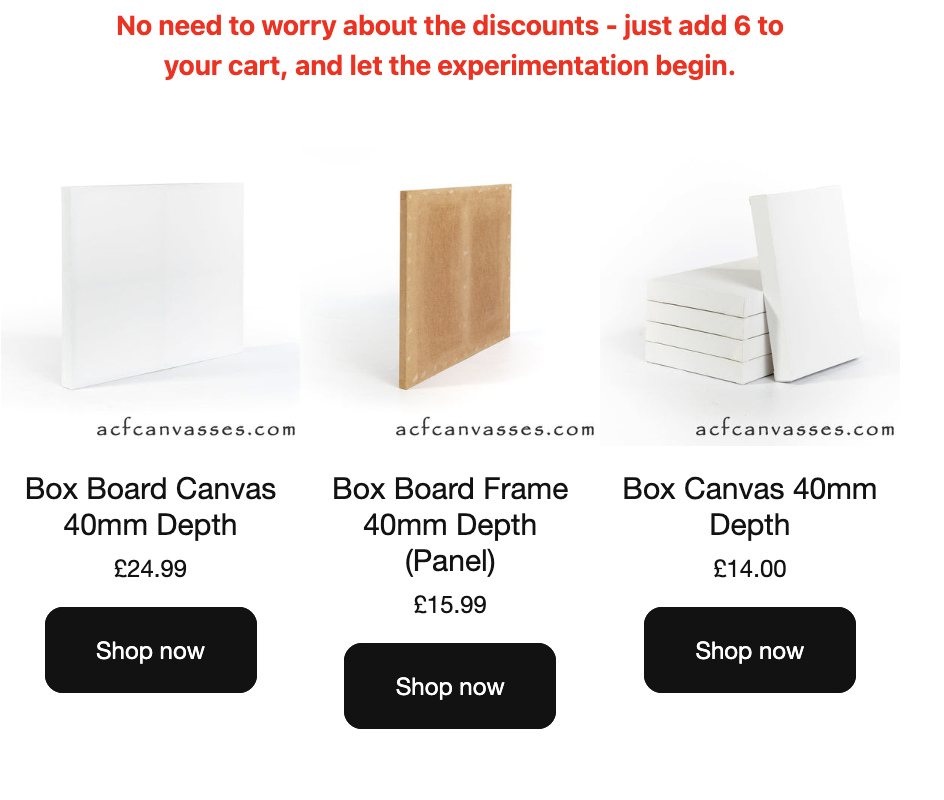 ACF Canvases: Buy 4 get 6!