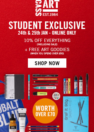 Cass Art: Extra 10% off sale for STUDENTS - (Spend £50+) + Exclusive bag of goodies for free.