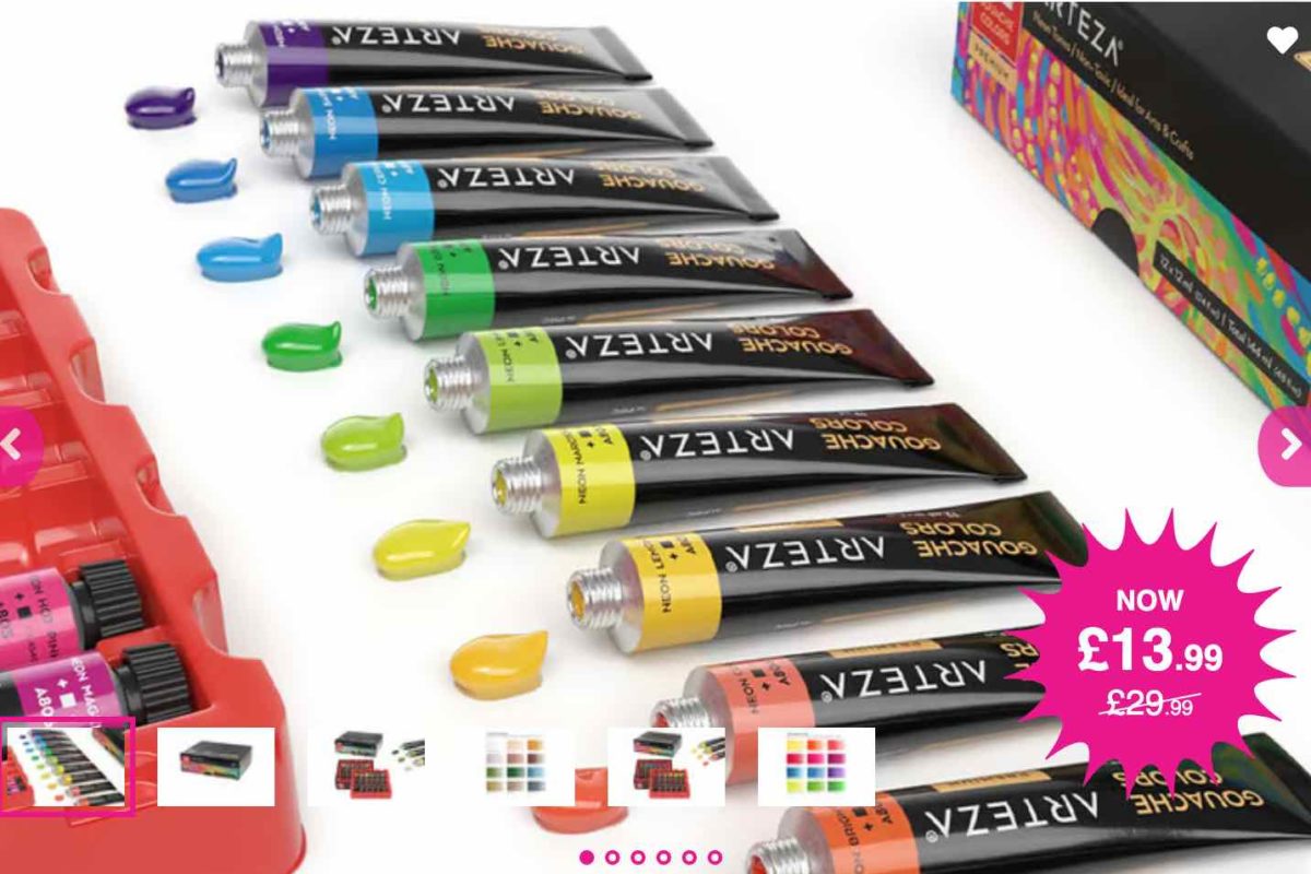 Arteza: £13.99 instead of £29.99 for a set of 12 Arteza premium Gouache paints from Seen It Online - save 53%
