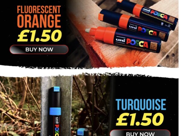 Graffcity: Posca PC-8K Markers Fluorescent Orange and Turquoise Only £1.50 (RRP. £6.49)