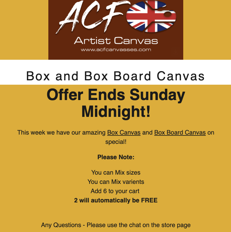ACF Canvases: Buy 4 Canvas get extra 2 FREE