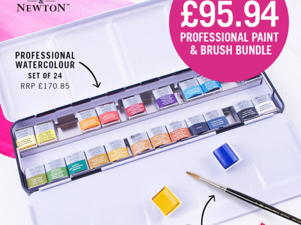 Cass Art: W&N Professional watercolour half pan set of 24 and the W&N Series 7 Kolinsky Sable brush size 4 for just £95.94!
