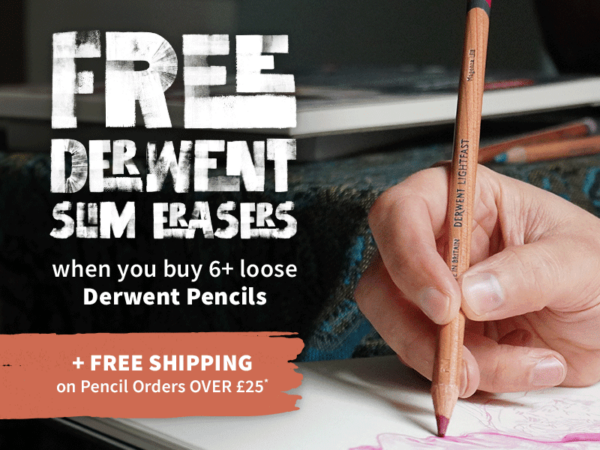 Bromley Art Supplies: Free Derwent Slim Erasers when you buy 6+ loose Derwent Pencils