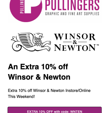 Pullingers: Extra 10% off Winsor & Newton with code (Ends Monday 22nd)