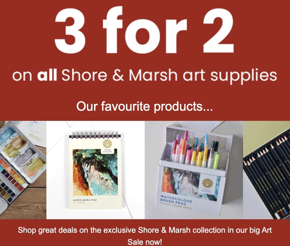 Hobbycraft: 3 for 2 on Shore & Marsh art supplies