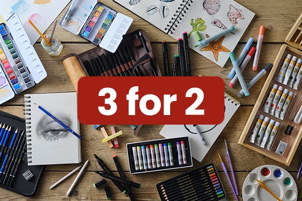 3 for 2 on exclusive art supplies 💙