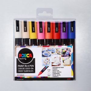 Posca Marker PC-5M Set of 16, Water-Based, Fade & Water Resistant