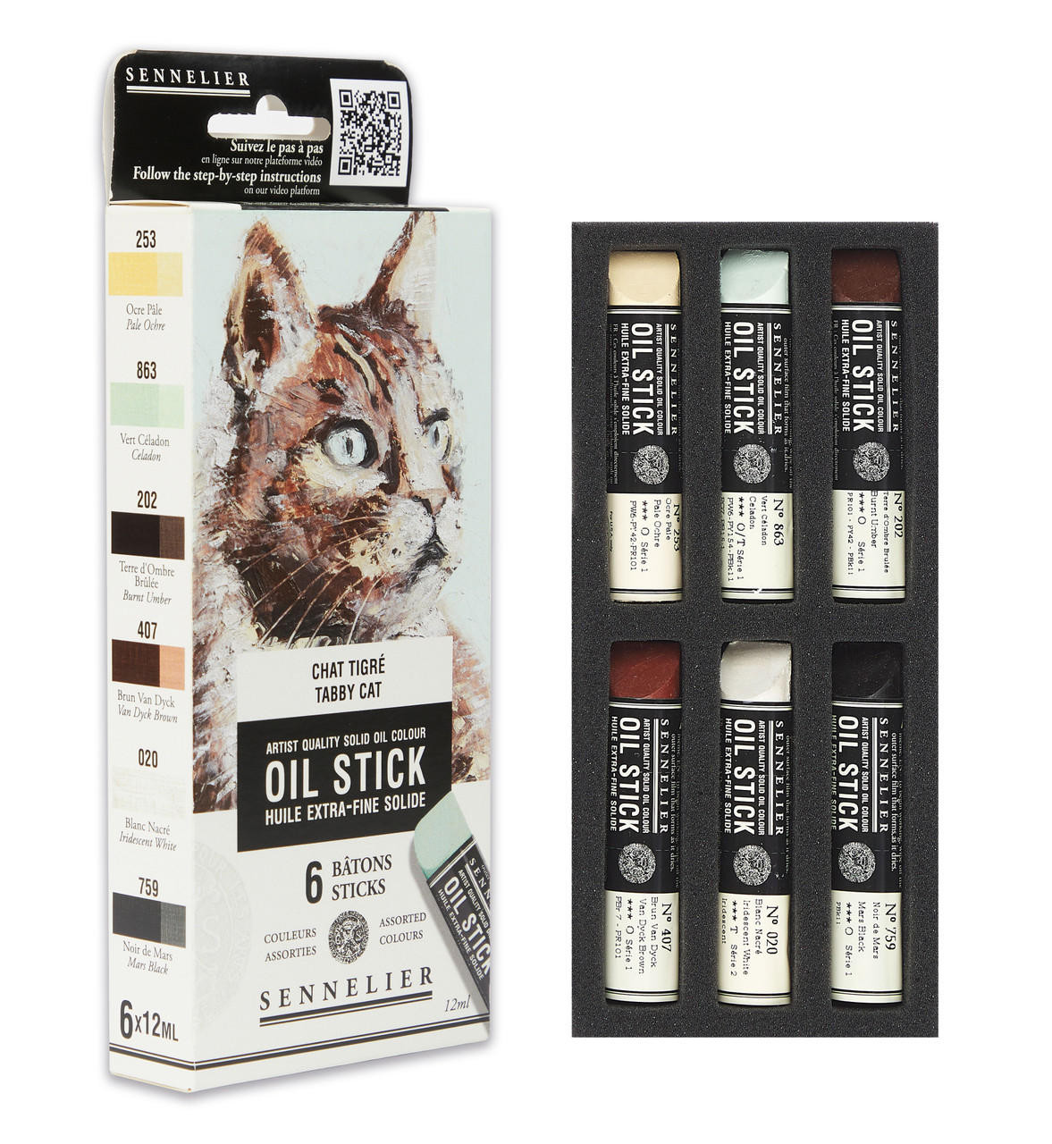 Sennelier Extra Fine Oil Stick Mini Set – 6 Colours, 12ml