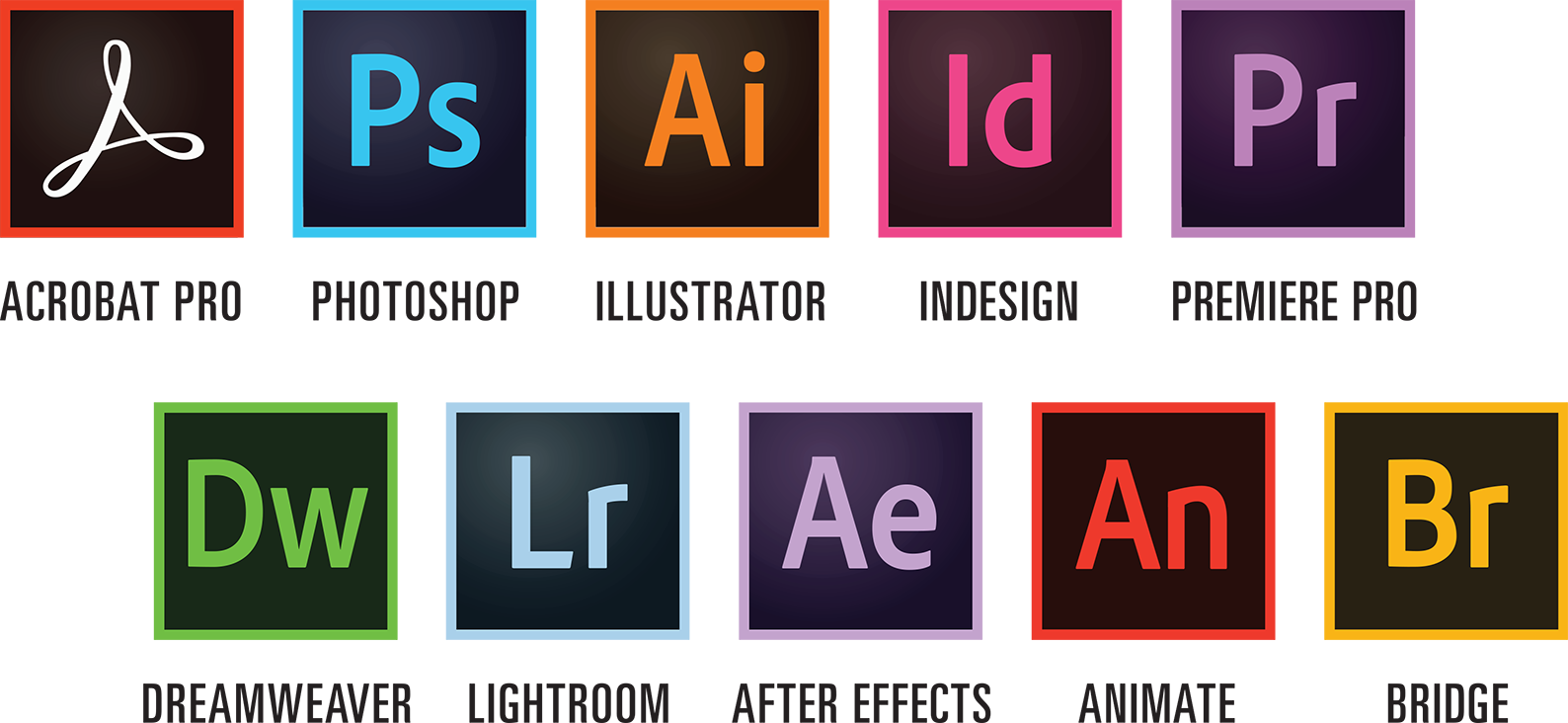 Adobe Creative Cloud individual apps including Photoshop Illustrator and Fresco