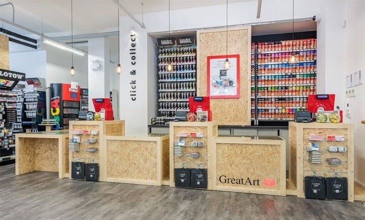 GreatArt London store interior — art supplies and discount codes