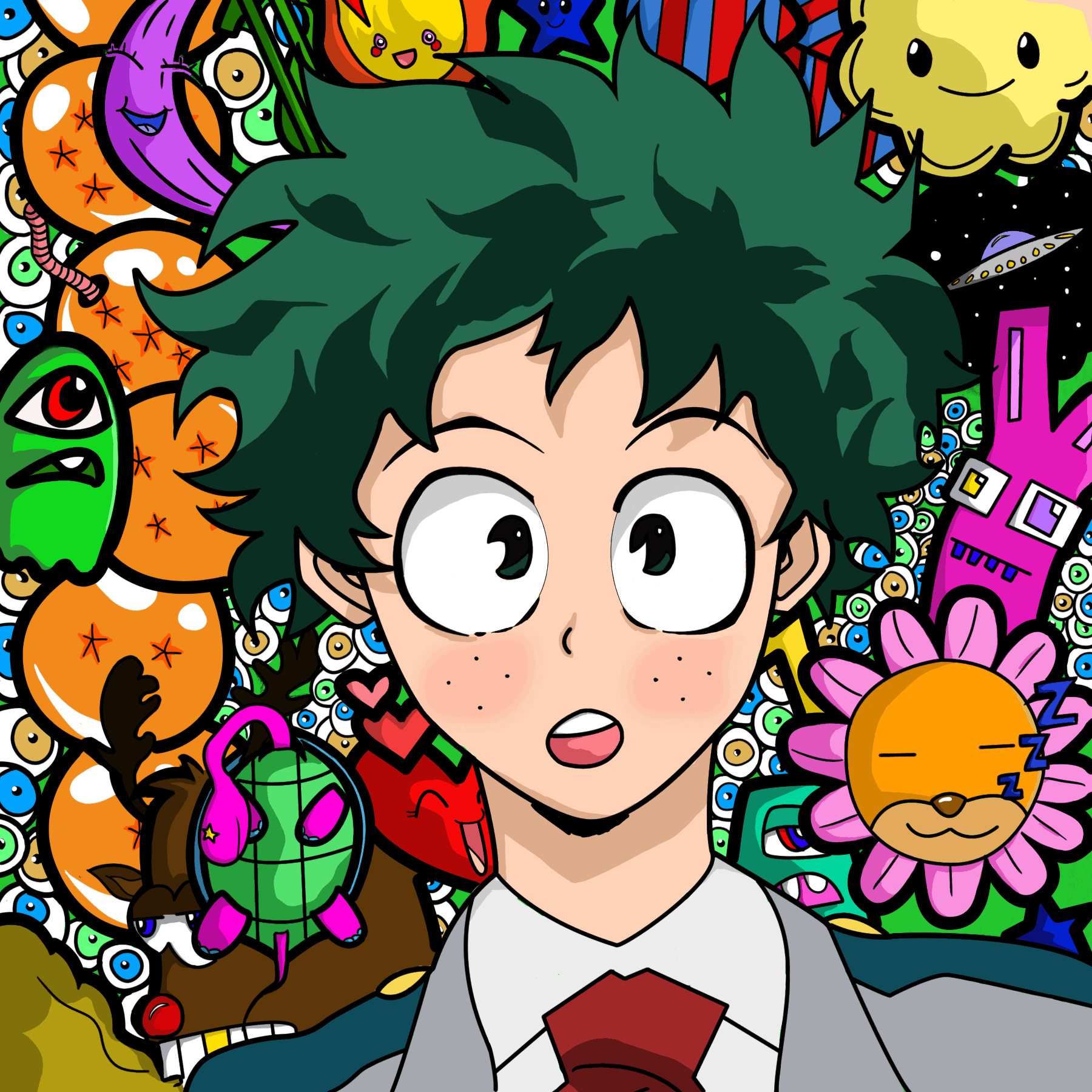 Anime style character doodle drawing idea