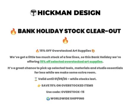 Hickman Design: 15% OFF – Bank Holiday Stock Clear-Out