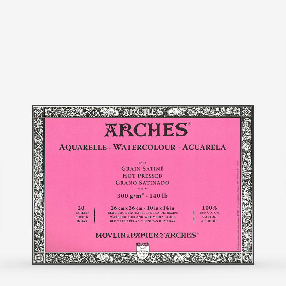 Arches Aquarelle Hot Press Watercolour Block 300gsm 20 Sheets