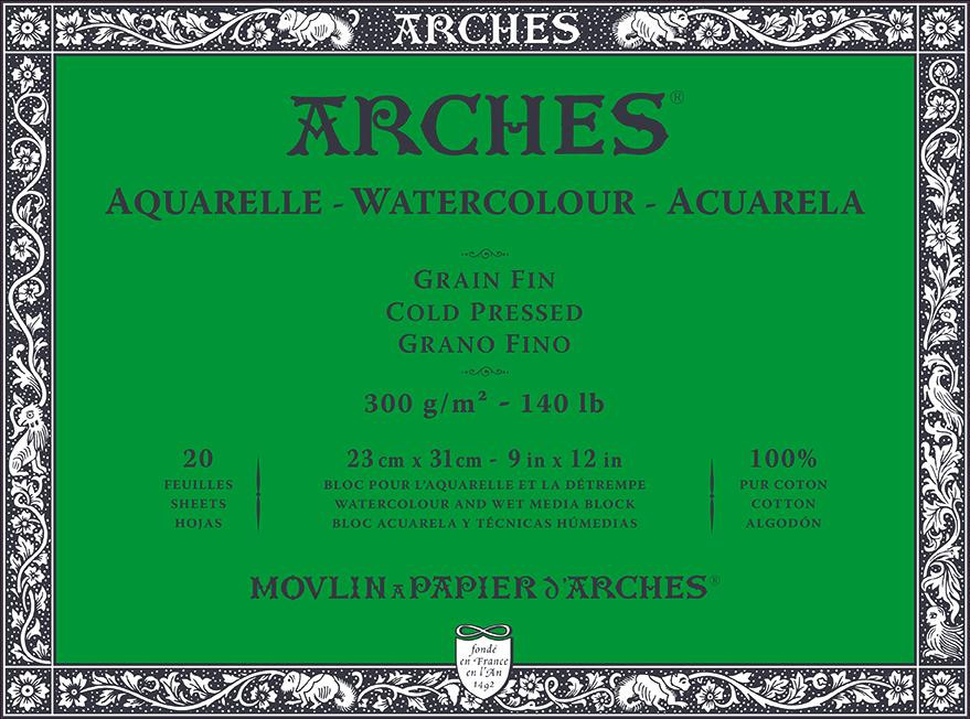 Arches Aquarelle 300gsm Watercolour Block 20 Sheets 23x31cm