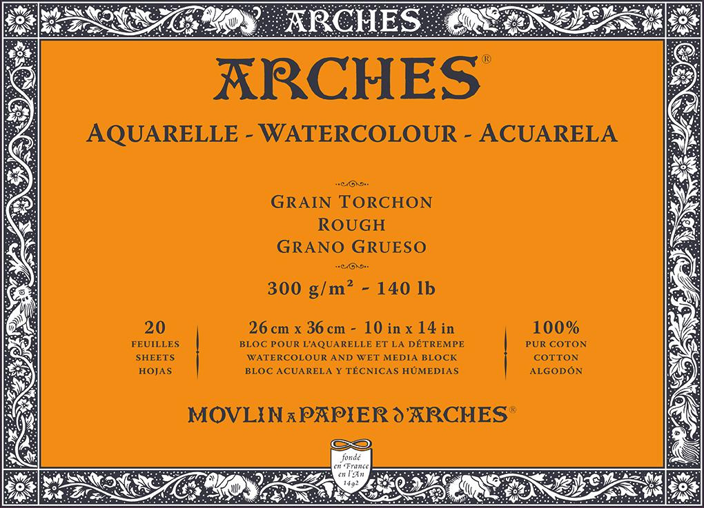 Arches Aquarelle 300gsm Watercolour Block 26x36cm, 20 Sheets