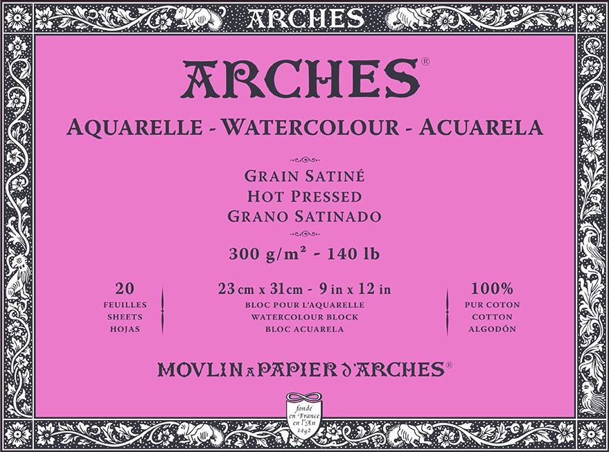 Arches Aquarelle Watercolour Block 300gsm, 20 Sheets, 23x31cm