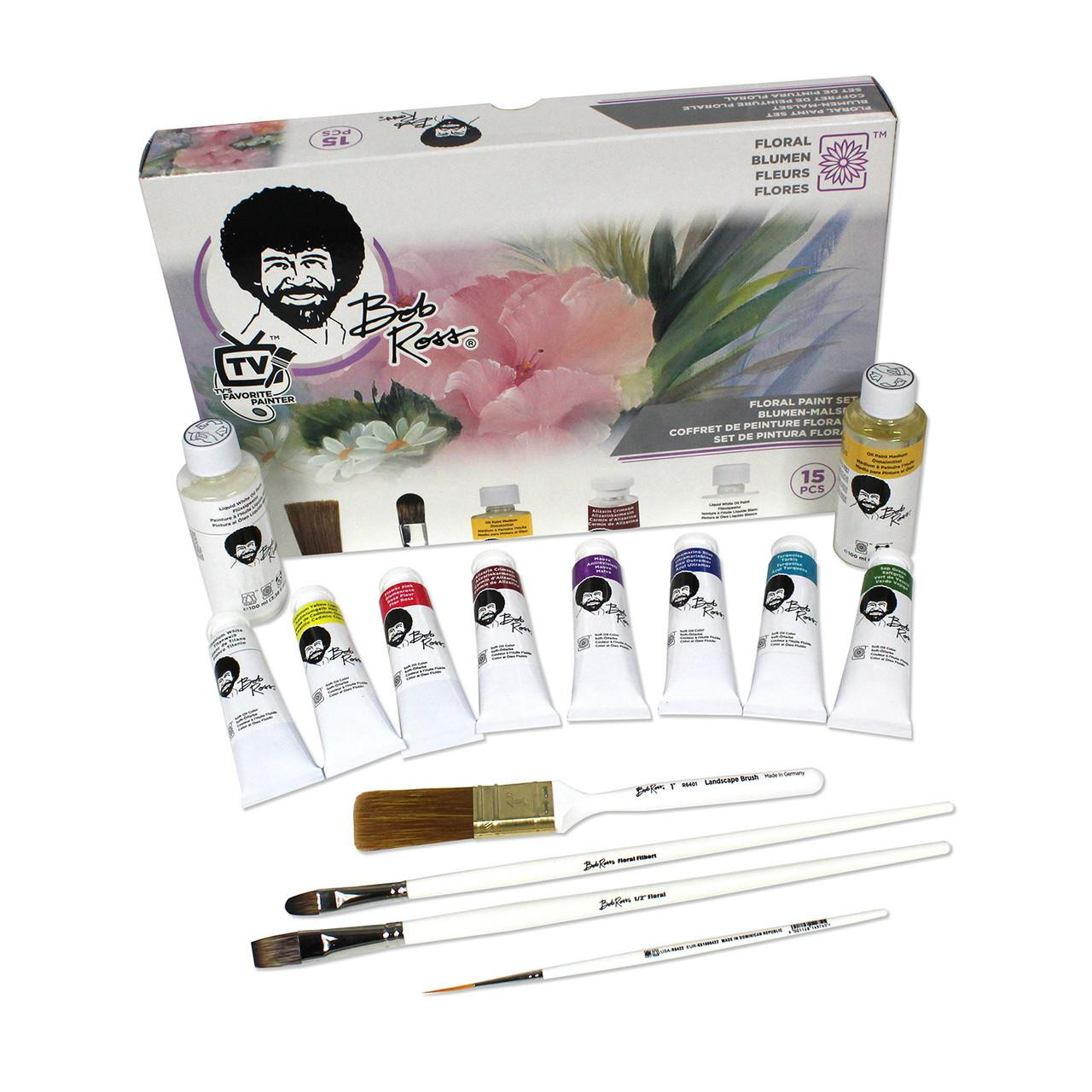 Bob Ross Floral Oil Paints Set – 8 Tubes & 3 Brushes