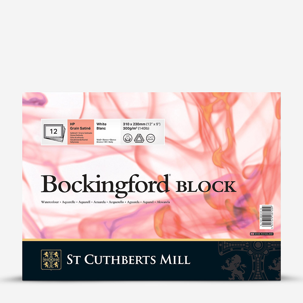 Bockingford Hot Press Watercolour Block 300gsm, 12 Sheets