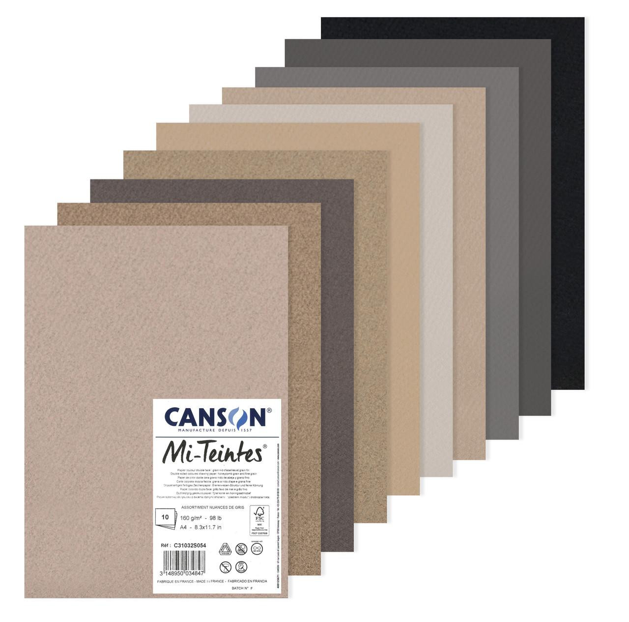 Canson Mi-Teintes A4 Pastel Paper 160gsm Grey – 10 Sheets