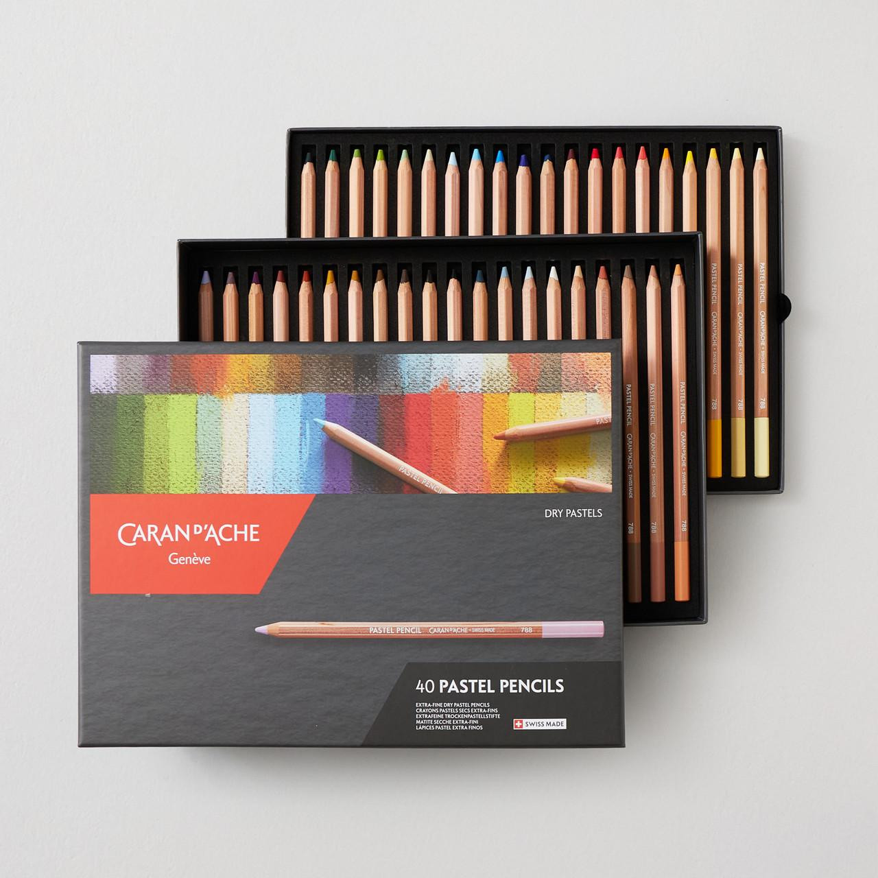 Caran D’ache 40 Pastel Pencils Set – 84 Colours, Cedar Case