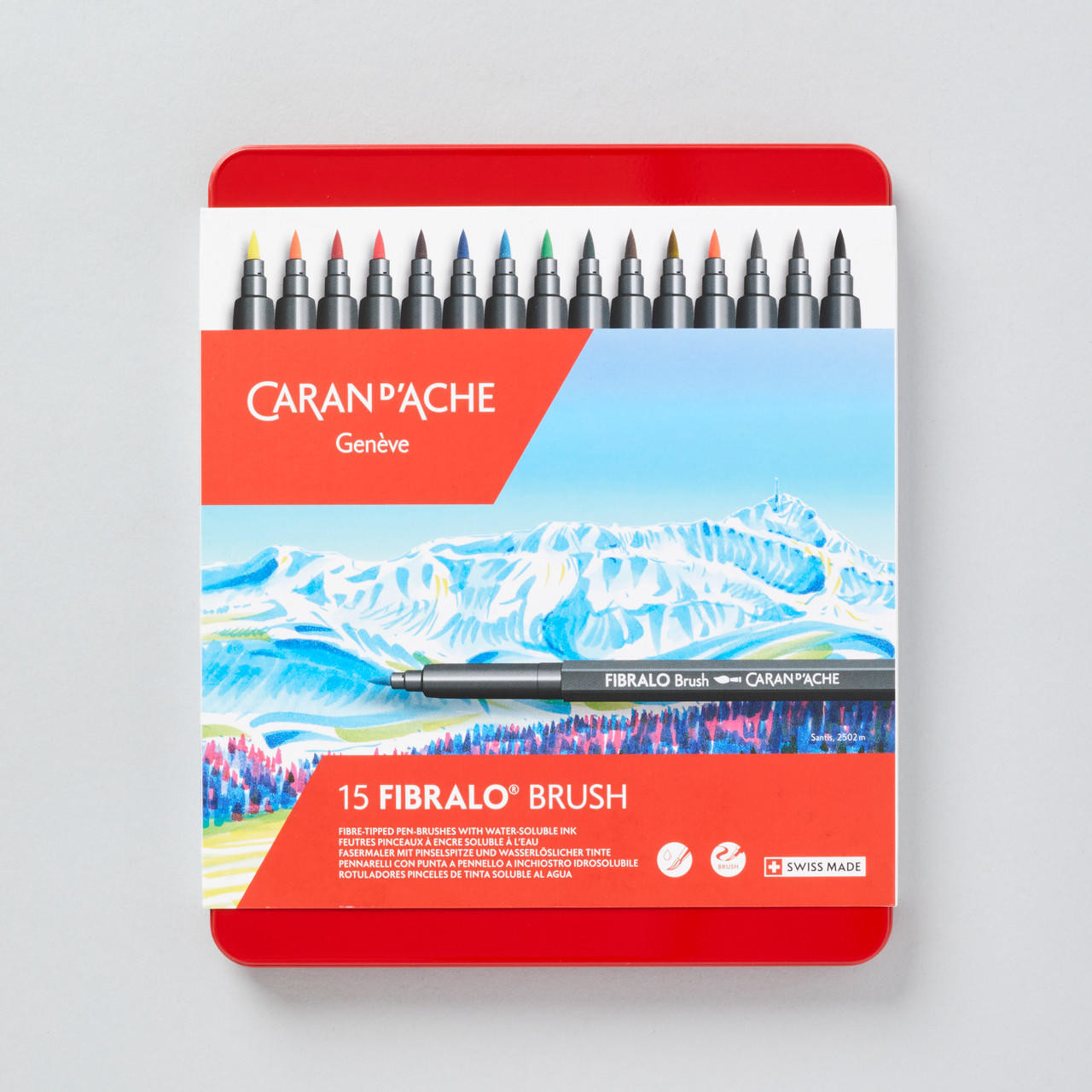 Caran D’ache Fibralo Brush Pens Set, 15 Water-Soluble Pens