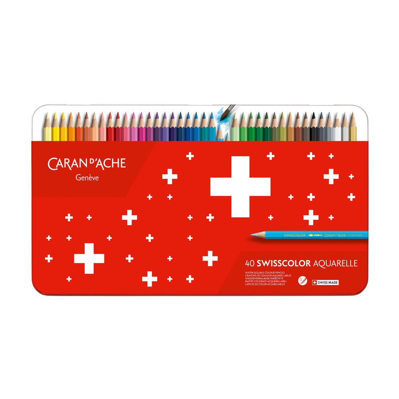 Caran D’ache Swisscolor Aquarelle 40 Pencils Metal Tin