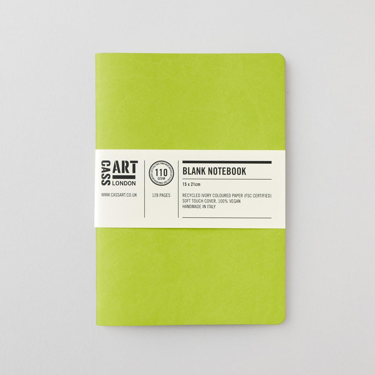 Cass Art A5 Softbound Notebook – Vegan Leather, Lime, 128 Pages