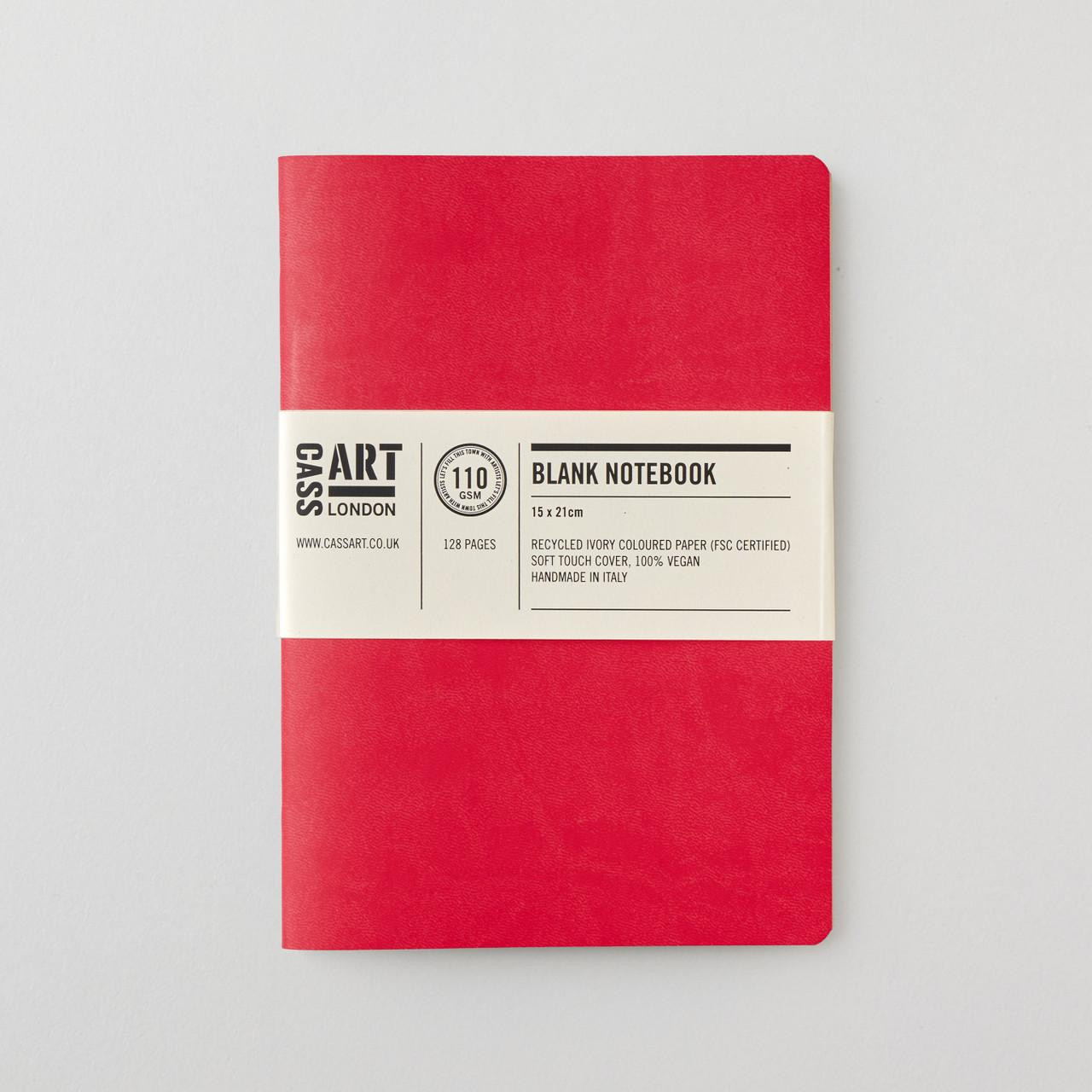 Cass Art A5 Softbound Notebook – 128 Pages, Vegan Leather, Red