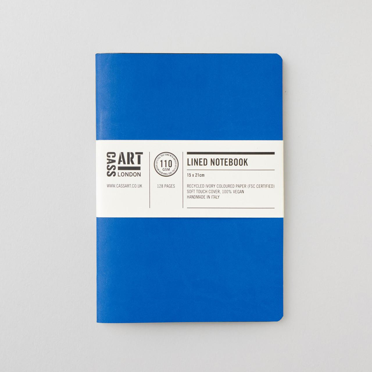 Cass Art A5 Softbound Lined Notebook, Cobalt Blue, Vegan Leather