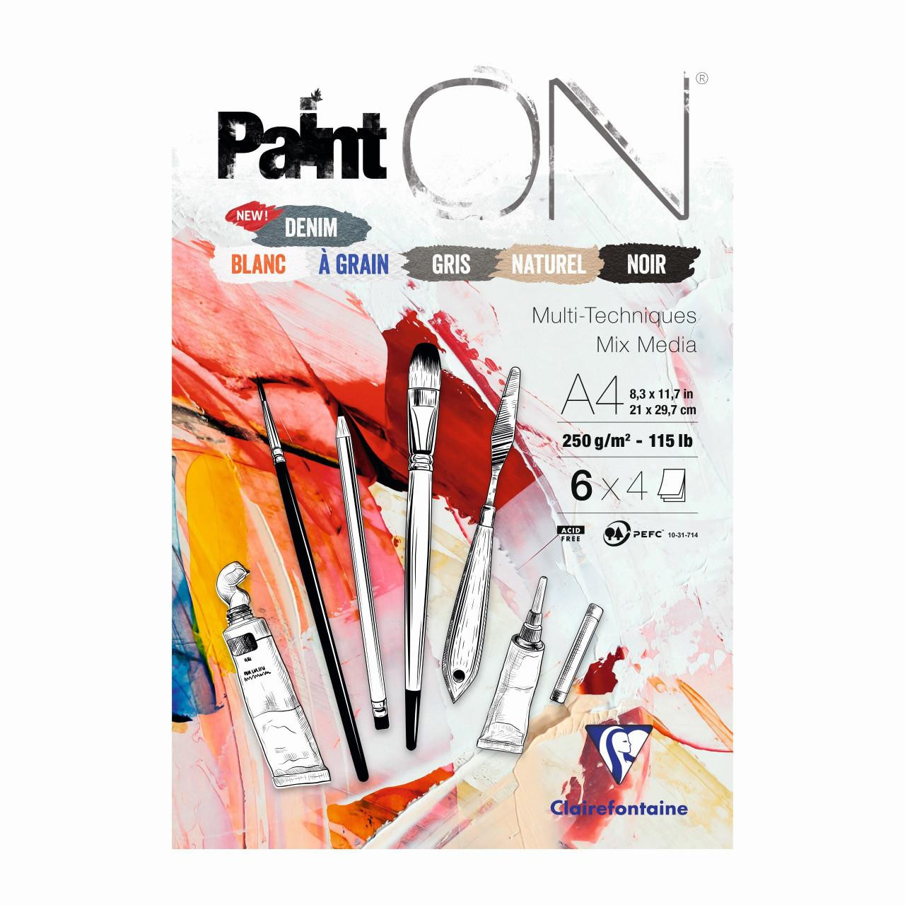 Clairefontaine A4 Paint On Pad 250gsm, 24 Sheets, Mixed Media
