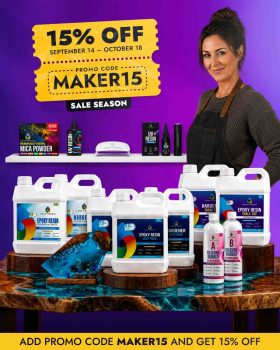 Craft Resin: 15% off everything — code MAKER15