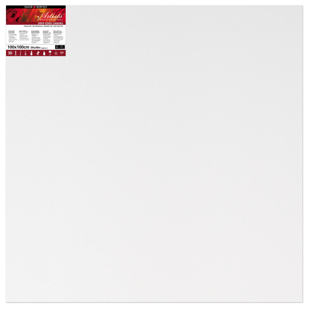 Daler-Rowney 39″x39″ Medium Grain Stretched Canvas, 100% Cotton