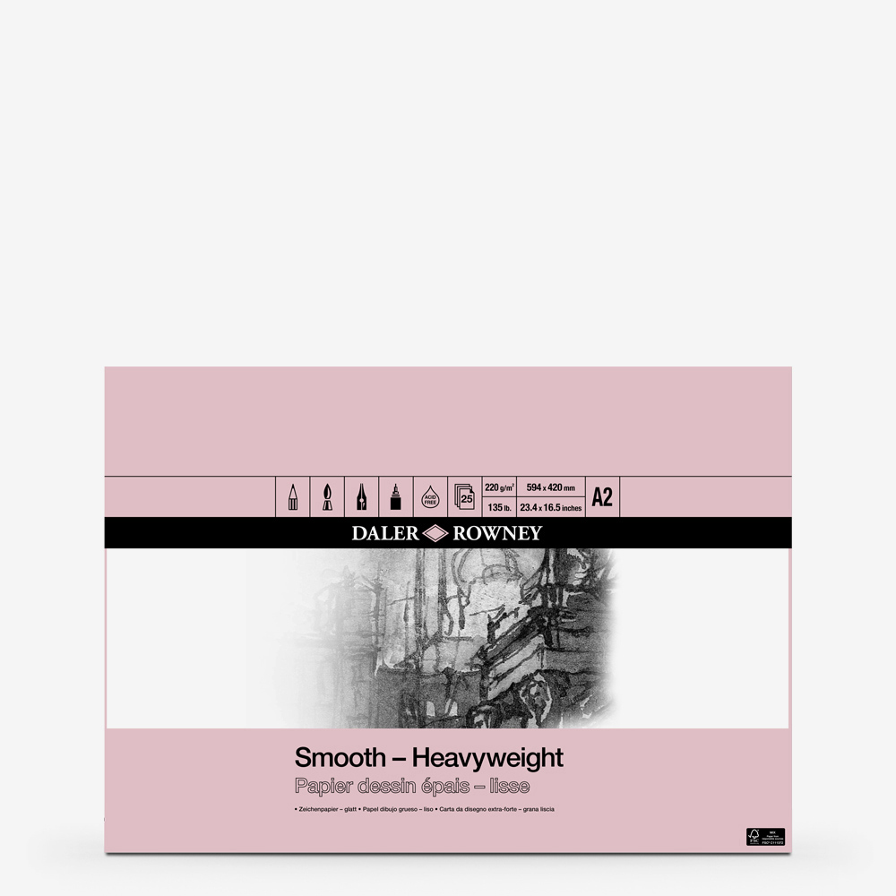 Daler Rowney A2 Heavy Weight Cartridge Pad 220gsm, 25 Sheets