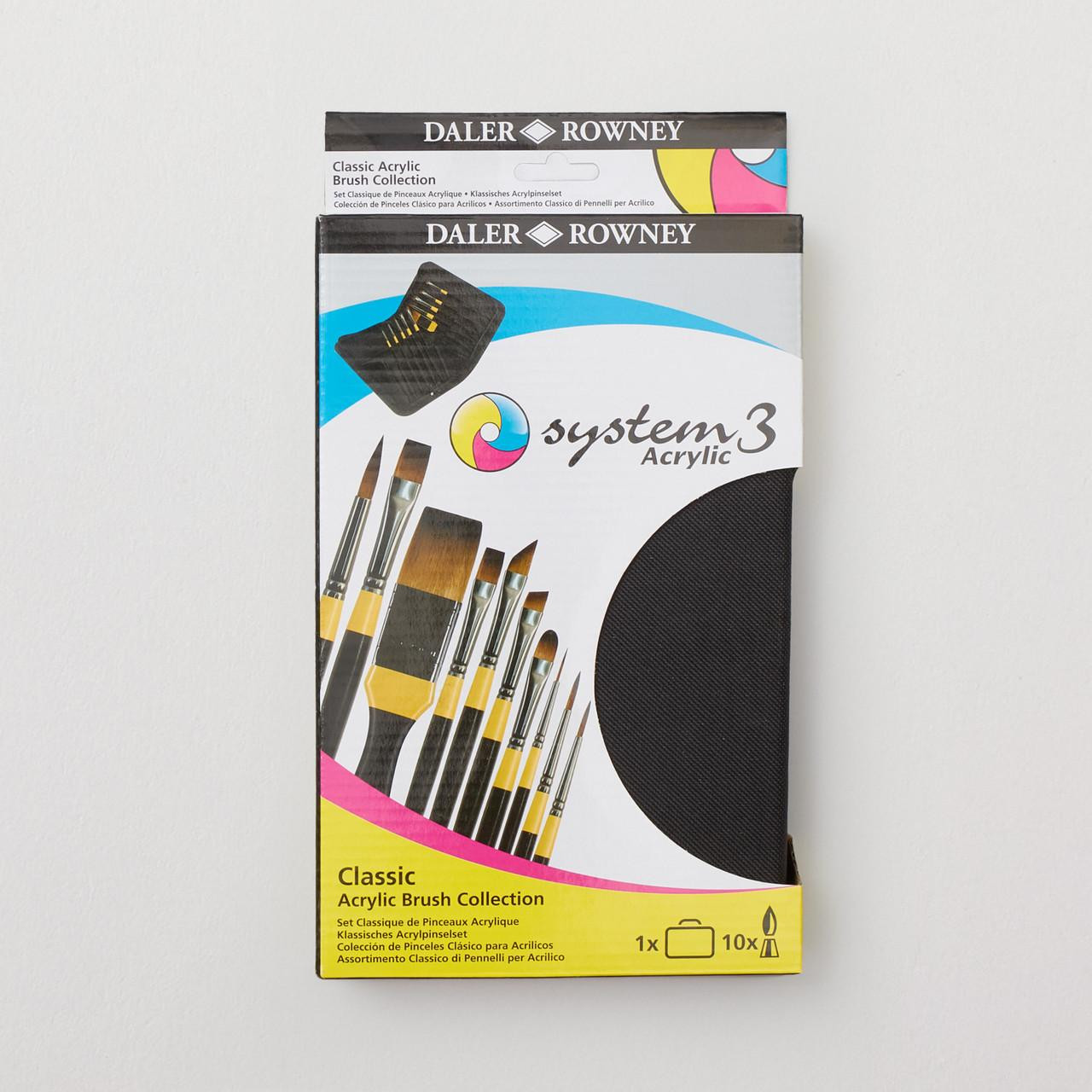 Daler Rowney System 3 Brush Set, 10 Short Ergonomic Brushes