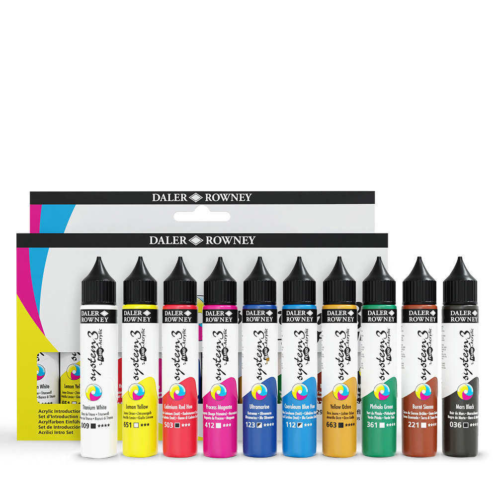 Daler Rowney System 3 Acrylic Paint Set – 10 Highly Pigmented Tubes