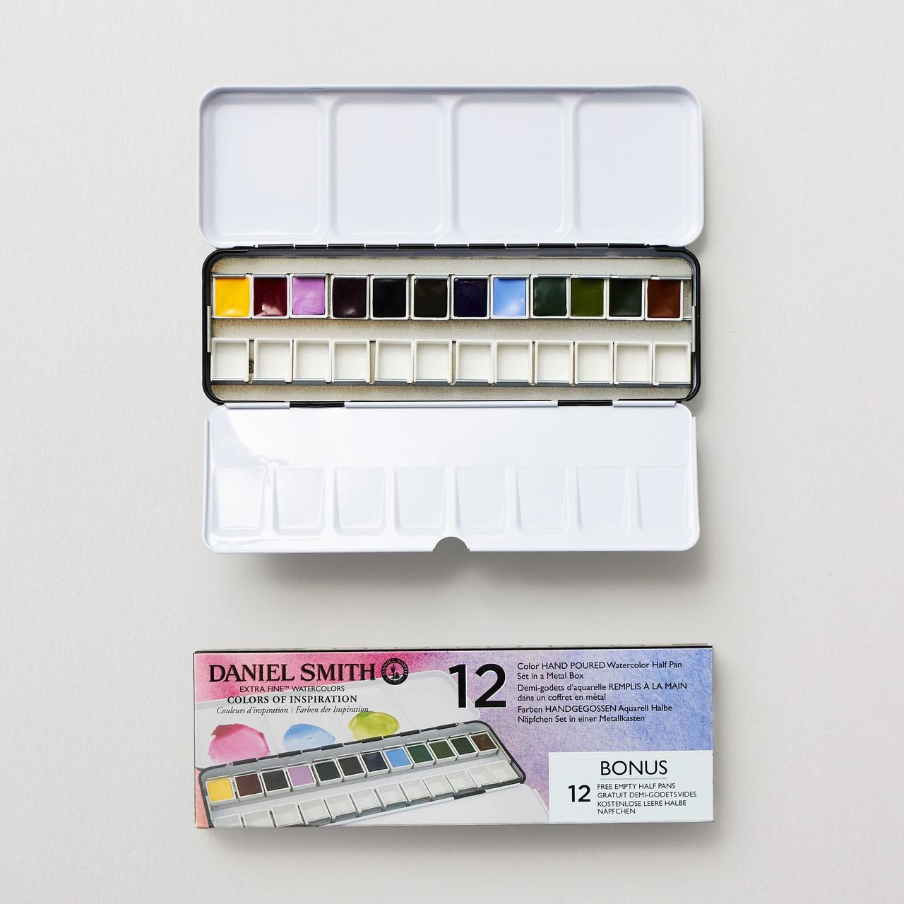 Daniel Smith 12 Half Pan Watercolour Set in Metal Box