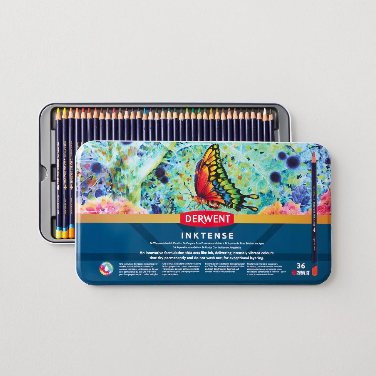 Derwent Inktense 36 Water-Soluble Colored Pencils