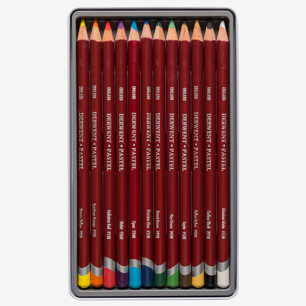 Derwent Pastel Pencil Set of 12 – Wood & Tin Case
