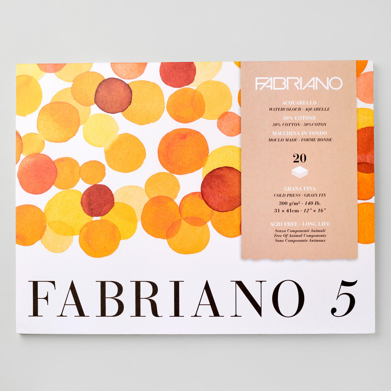 Fabriano 5 Cold Press Watercolour Block 300gsm, 20 Sheets