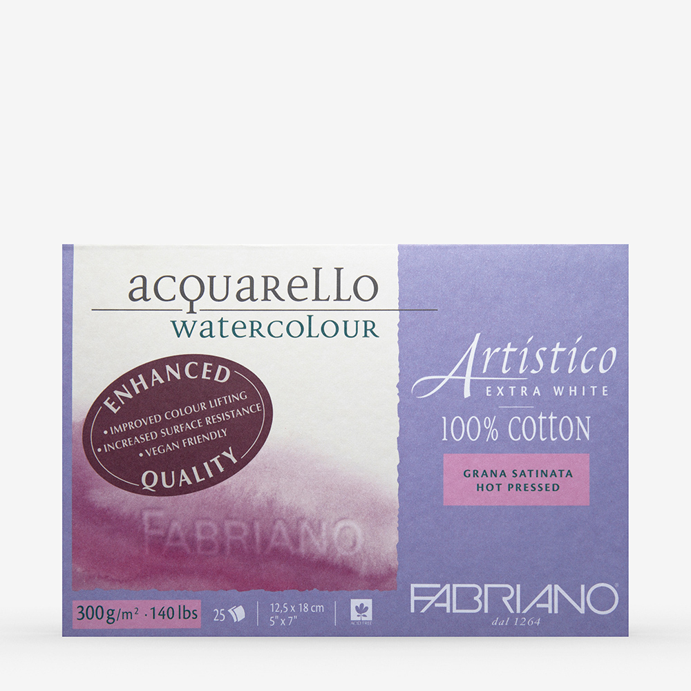 Fabriano Artistico Extra White 300gsm Watercolour Pad, 25 sheets