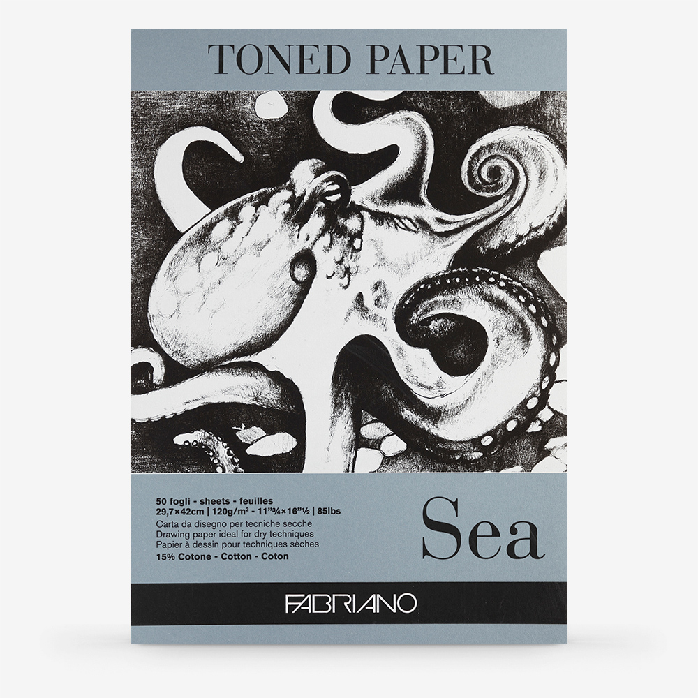 Fabriano Sea Green Toned Paper Pad, 50 Sheets, Acid Free