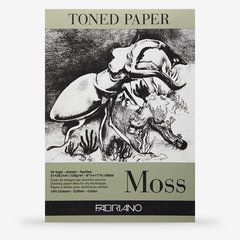 Fabriano A4 Moss Grey Toned Paper Pad, 120gsm, 50 Sheets