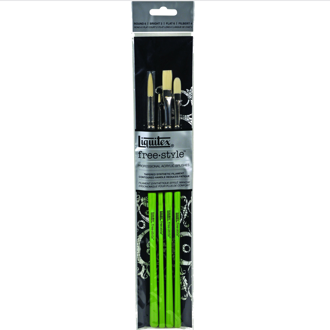 Liquitex Pro Freestyle Brush Set, Ergonomic Handles, 4 Pieces