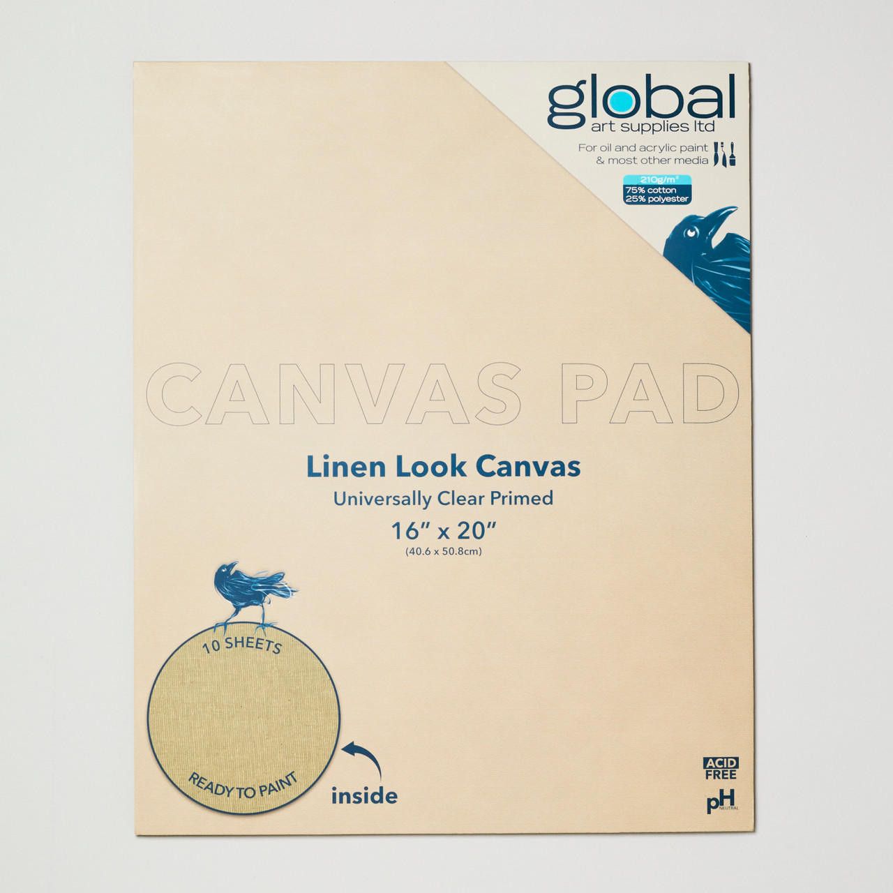 Global Canvas Pad 10 Sheets, Linen Look, 16×20 inches