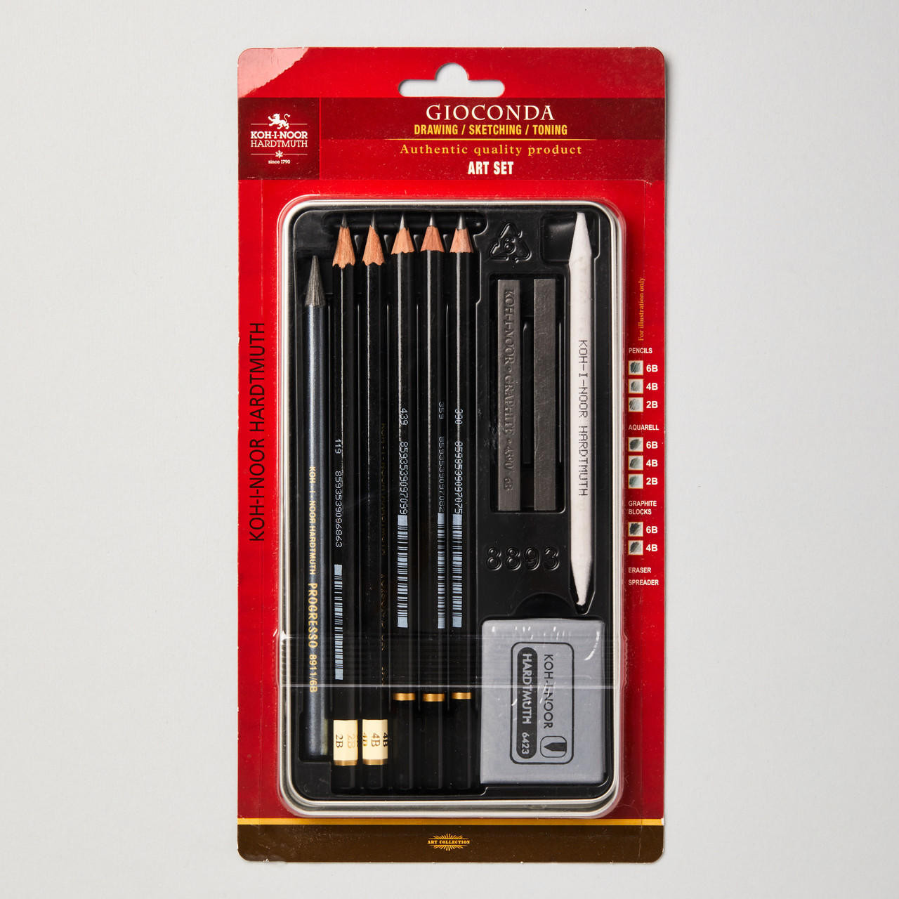 Koh-i-Noor Sketching Set of 10 Pencils with Eraser & Stump