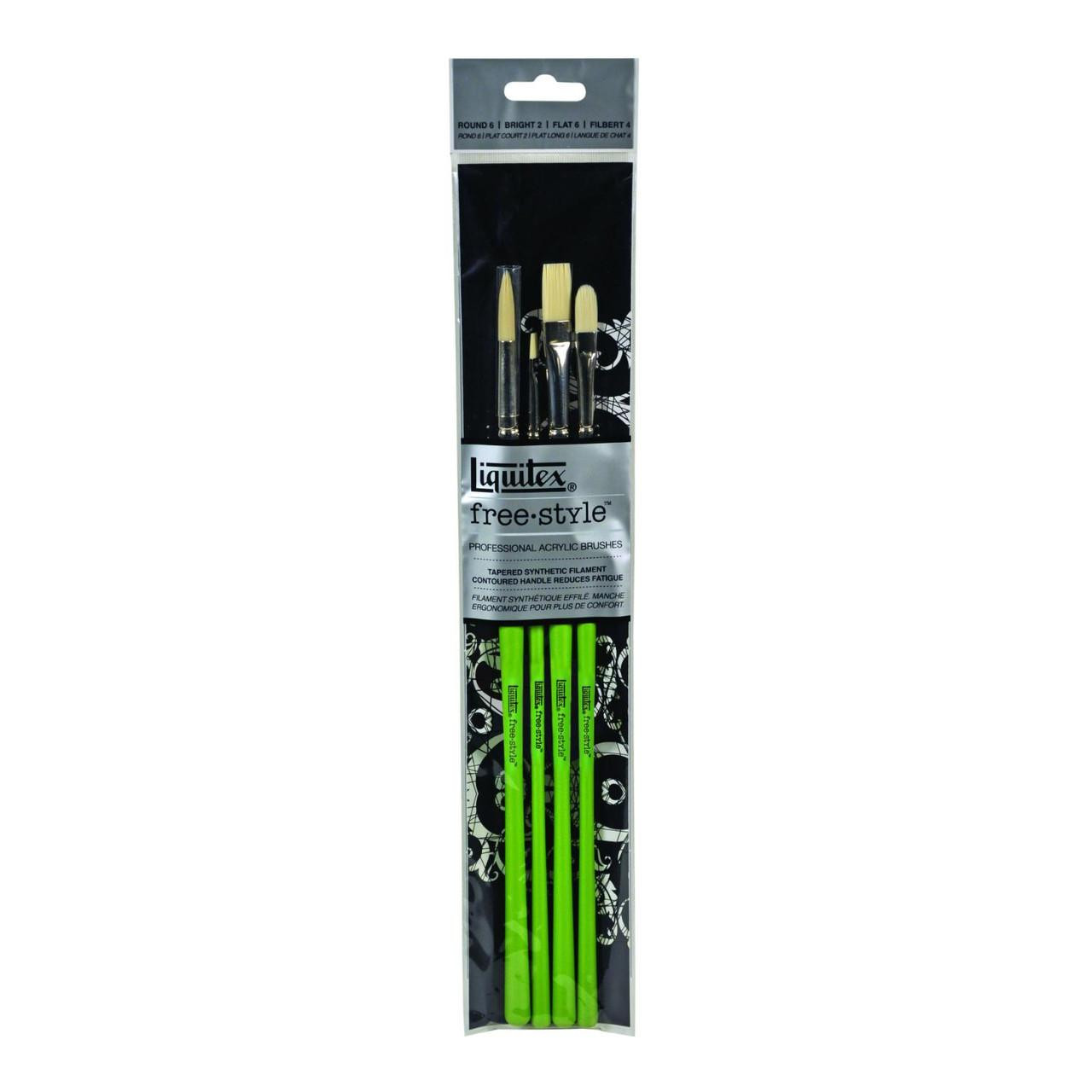 Liquitex Pro Freestyle Brush Set, Ergonomic Handles, 4 Pieces