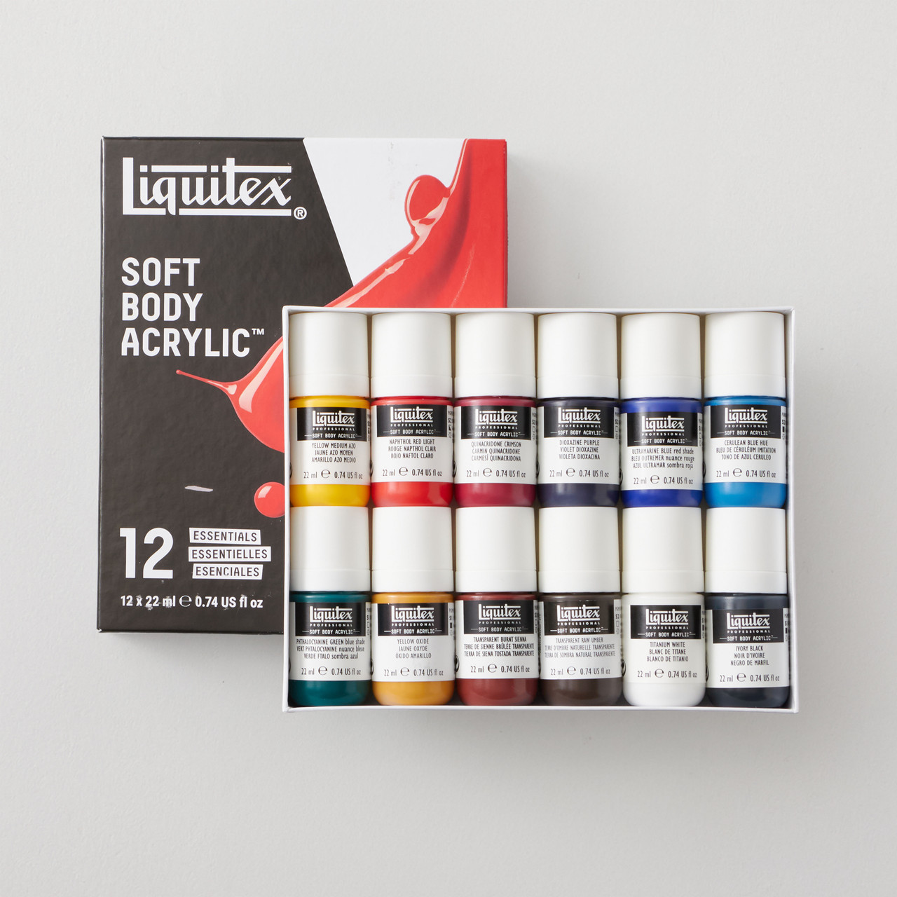 Liquitex Professional Soft Body Acrylic Set, 12 Satin Colours