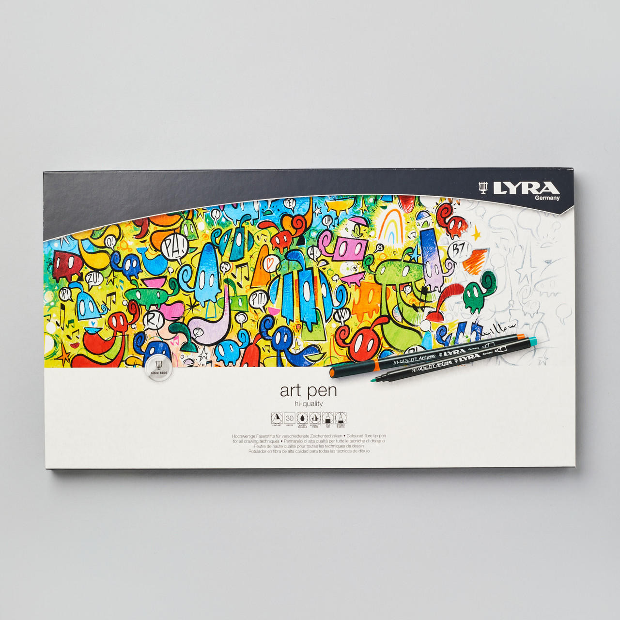 Lyra Art Pen Set of 30 – Water-based Ink, 0.5-2mm Tips