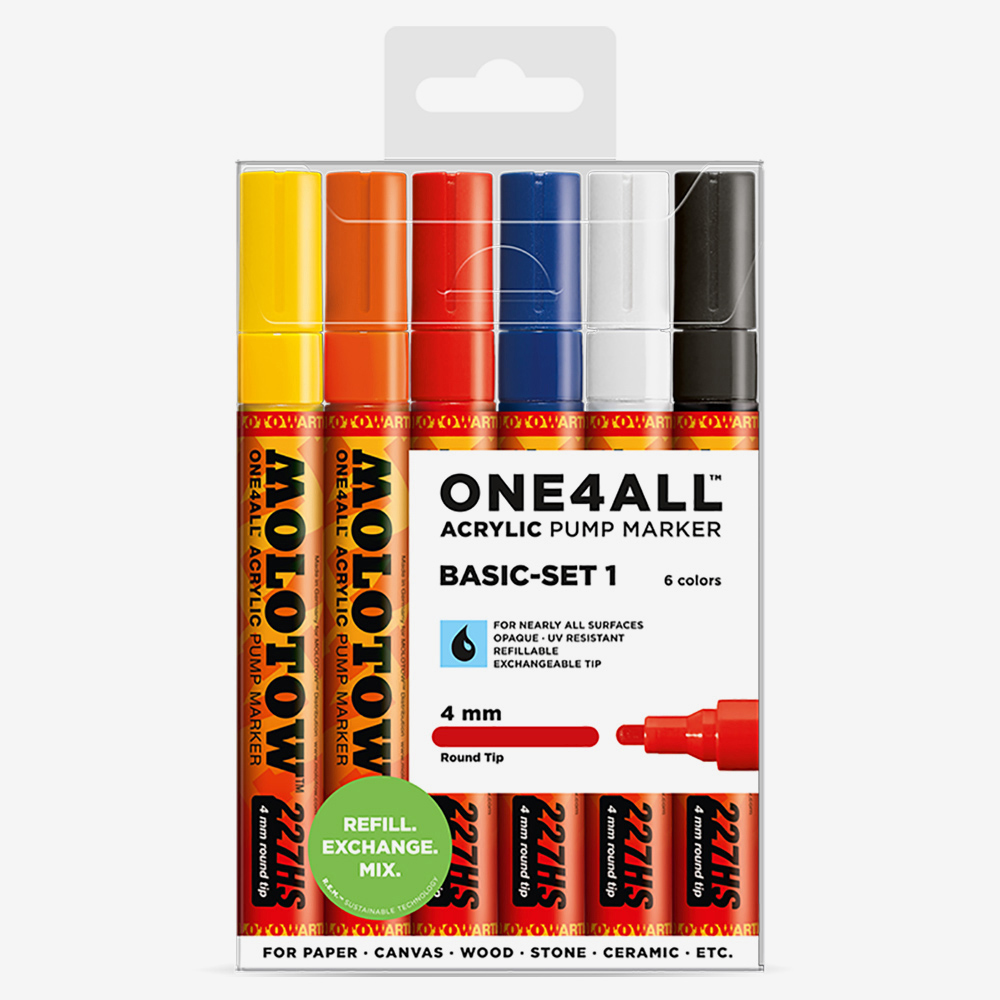 Molotow ONE4ALL 6-Colour Refillable Acrylic Marker Set