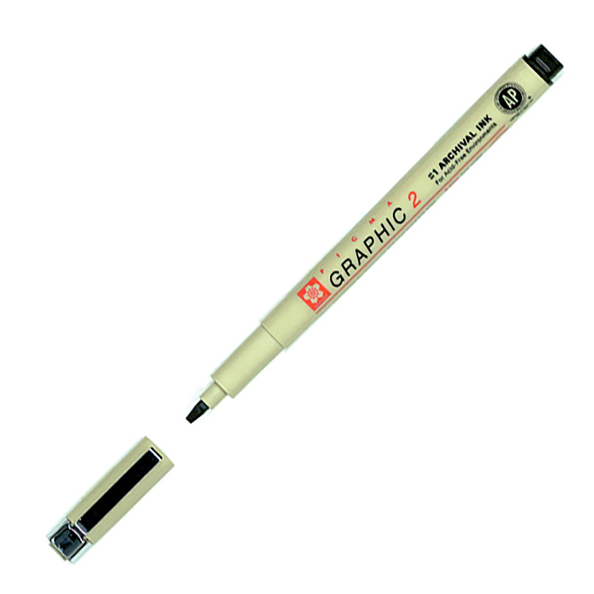 Sakura Pigma Graphic Pen 2mm Black – Permanent Ink, 15g